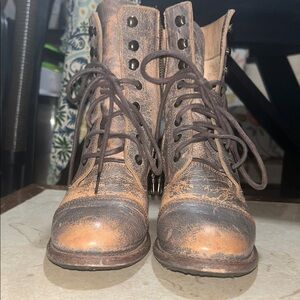 BED|STU Tan and Black Leather Boots